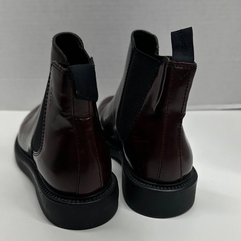 Vagabond Amina Chelsea Boots Ankle Leather Pull On Booties Bordeaux Red Size 6